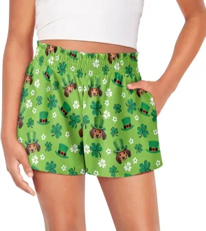 Kids Athletic Shorts for Girls 1-16 Years Casual Runing Shorts High Waisted Cute Graphic Shorts with Pockets