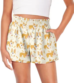 Kids Athletic Shorts for Girls 1-16 Years Casual Runing Shorts High Waisted Cute Graphic Shorts with Pockets