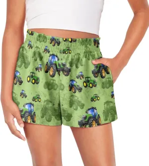 Kids Athletic Shorts for Girls 1-16 Years Casual Runing Shorts High Waisted Cute Graphic Shorts with Pockets