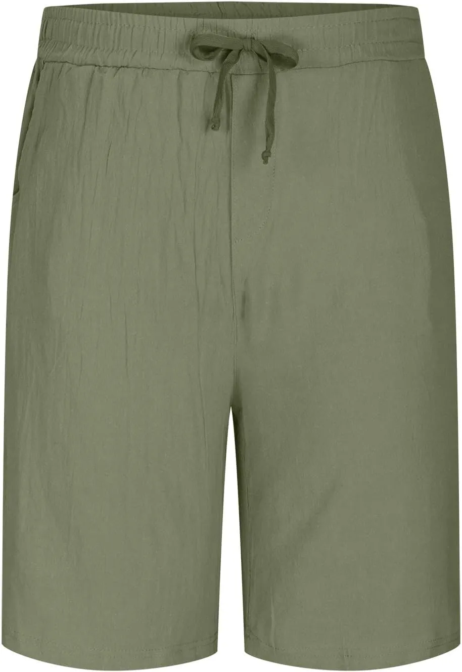 Lastesso Mens Shorts Comfy Cotton Linen Summer Athletic Shorts Lightweight Drawstring Workout Running Shorts with Pockets