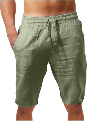 Lastesso Mens Shorts Comfy Cotton Linen Summer Athletic Shorts Lightweight Drawstring Workout Running Shorts with Pockets