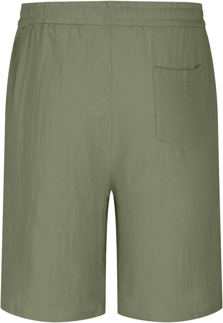 Lastesso Mens Shorts Comfy Cotton Linen Summer Athletic Shorts Lightweight Drawstring Workout Running Shorts with Pockets