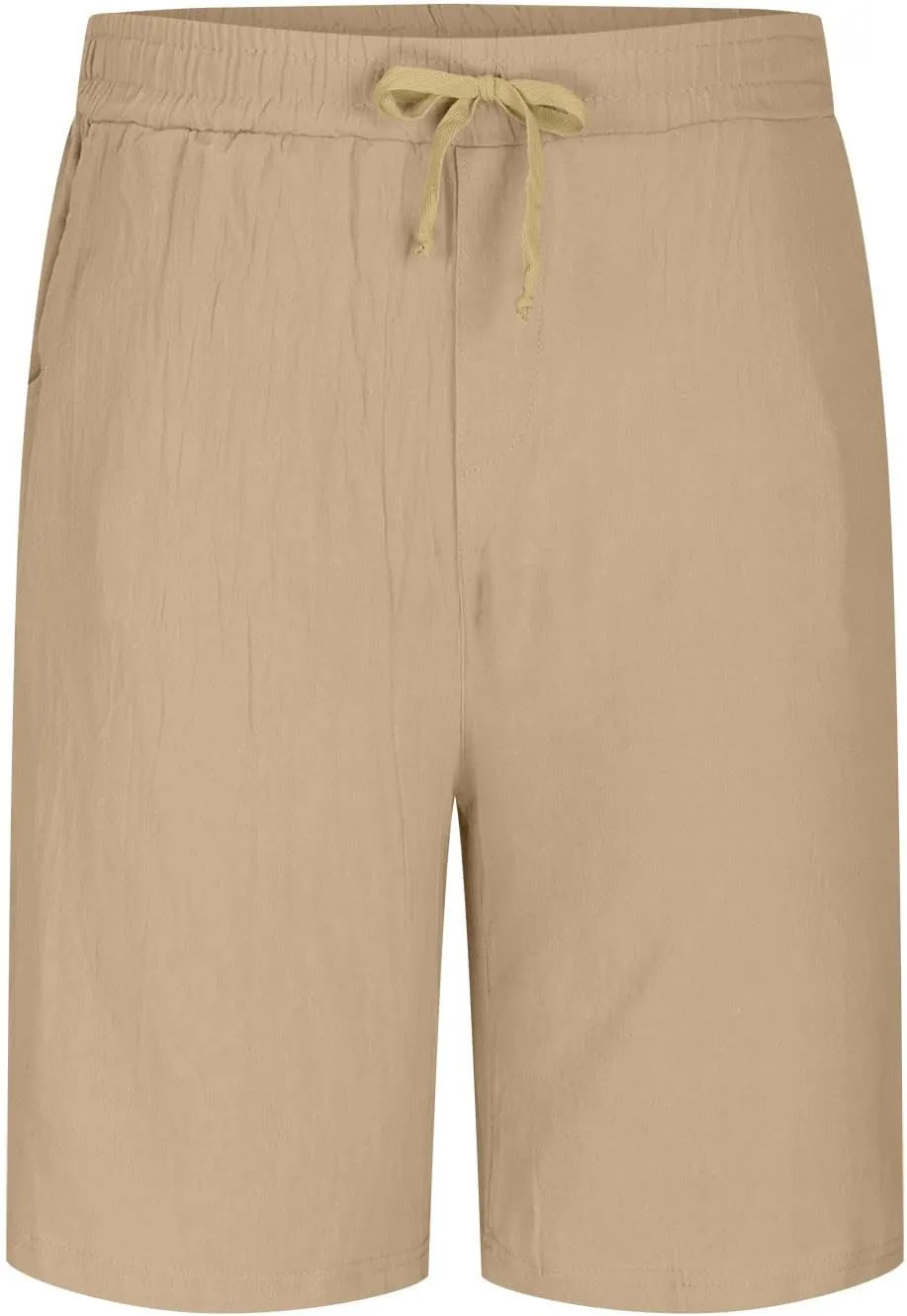 Lastesso Mens Shorts Comfy Cotton Linen Summer Athletic Shorts Lightweight Drawstring Workout Running Shorts with Pockets