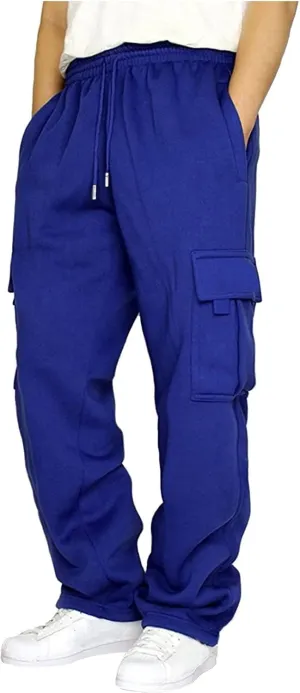 LCMTWX Cargo Pants for Men Solid Cotton Casual Drawstring Men Elastic Waist with Pockets Waist Men's Fleece Active Tech