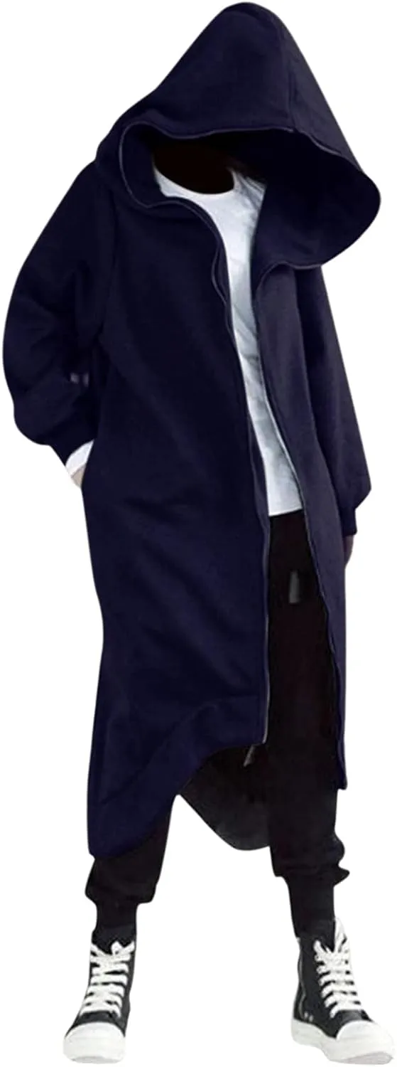 LCMTWX Men's Hooded Fleece Sweatshirt Large Size Sweater Jacket With Zip Pockets Graphic Drawstring Pullover Long Sleeve