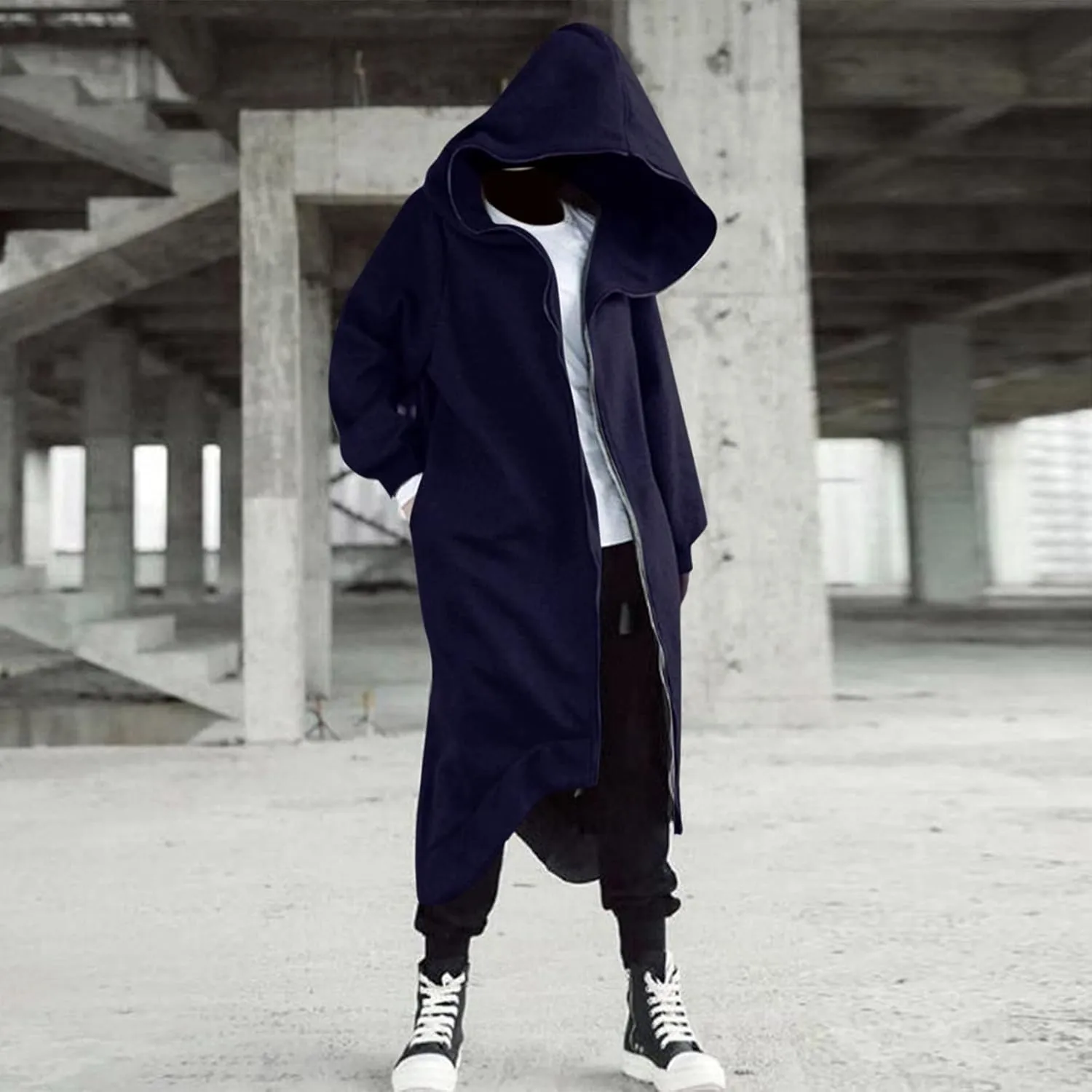 LCMTWX Men's Hooded Fleece Sweatshirt Large Size Sweater Jacket With Zip Pockets Graphic Drawstring Pullover Long Sleeve