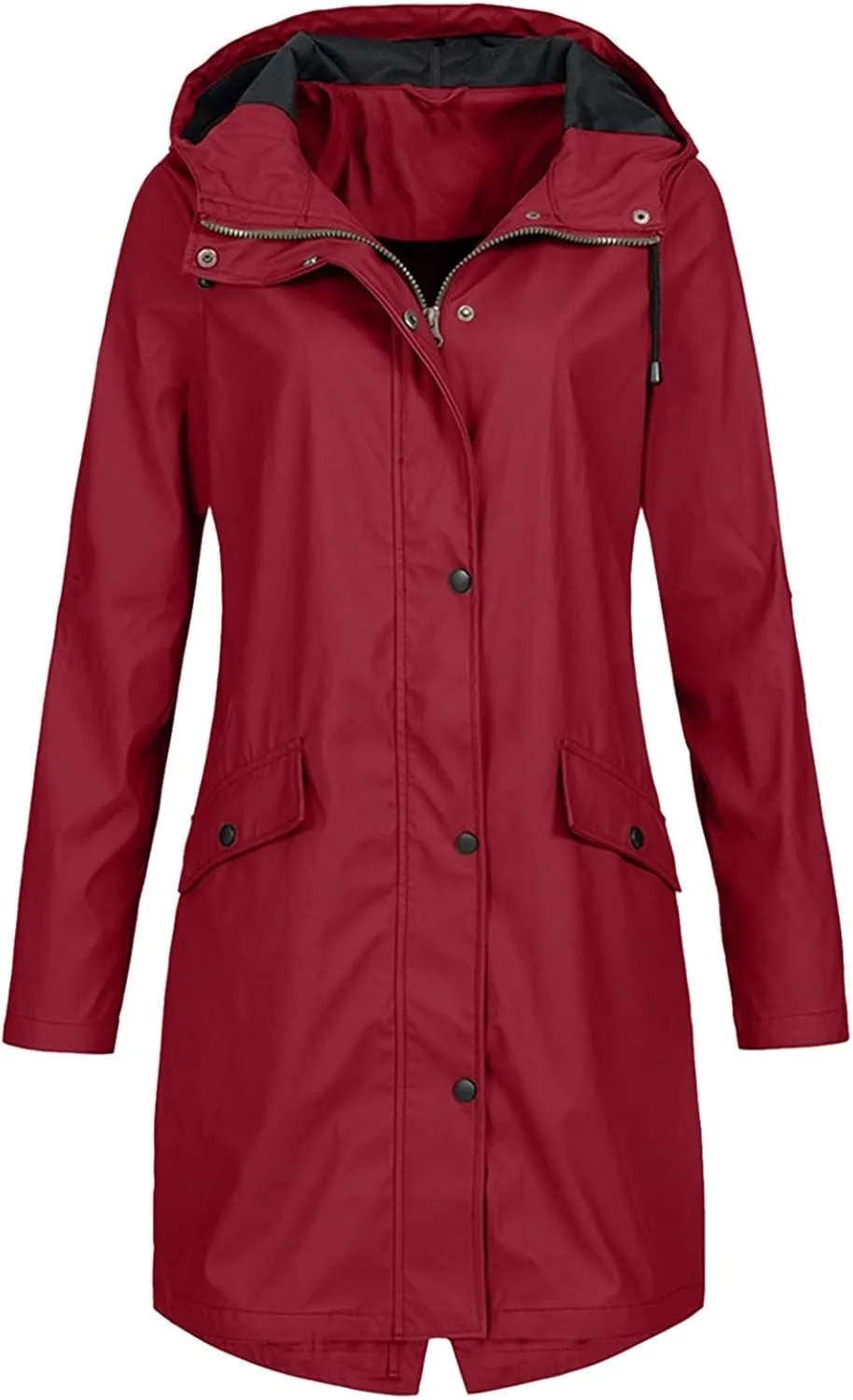 LCMTWX Womens Fleece Lined Raincoat Slim Casual Thicker Fashion Women's Coat Hooded Trench Coats Rain Jacket Womens With