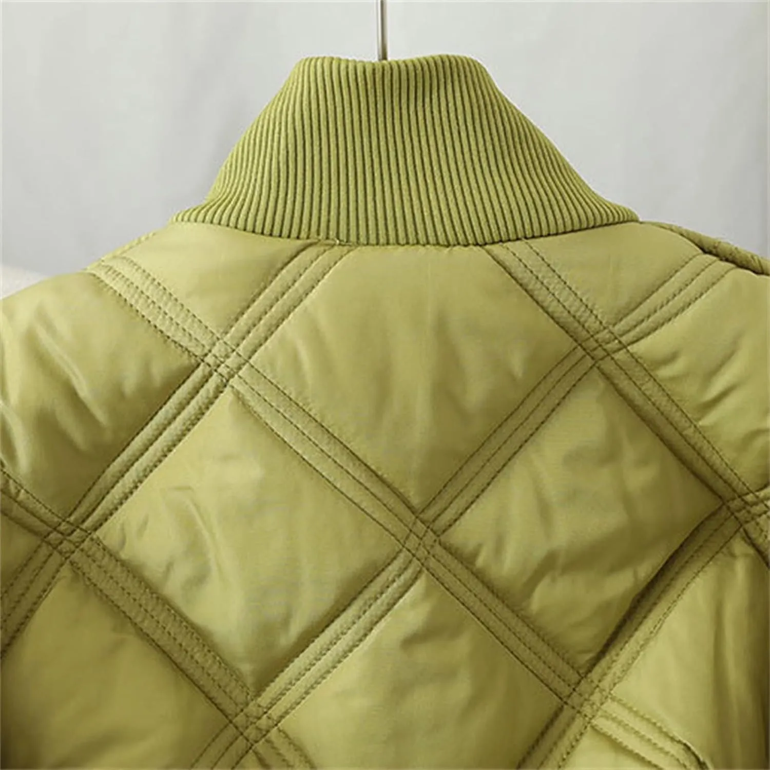 lcziwo Quilted Jackets for Women Lightweight down Puffer Jacket Diamond Plaid Ribbed Collar Warm Winter Coat Outerwear