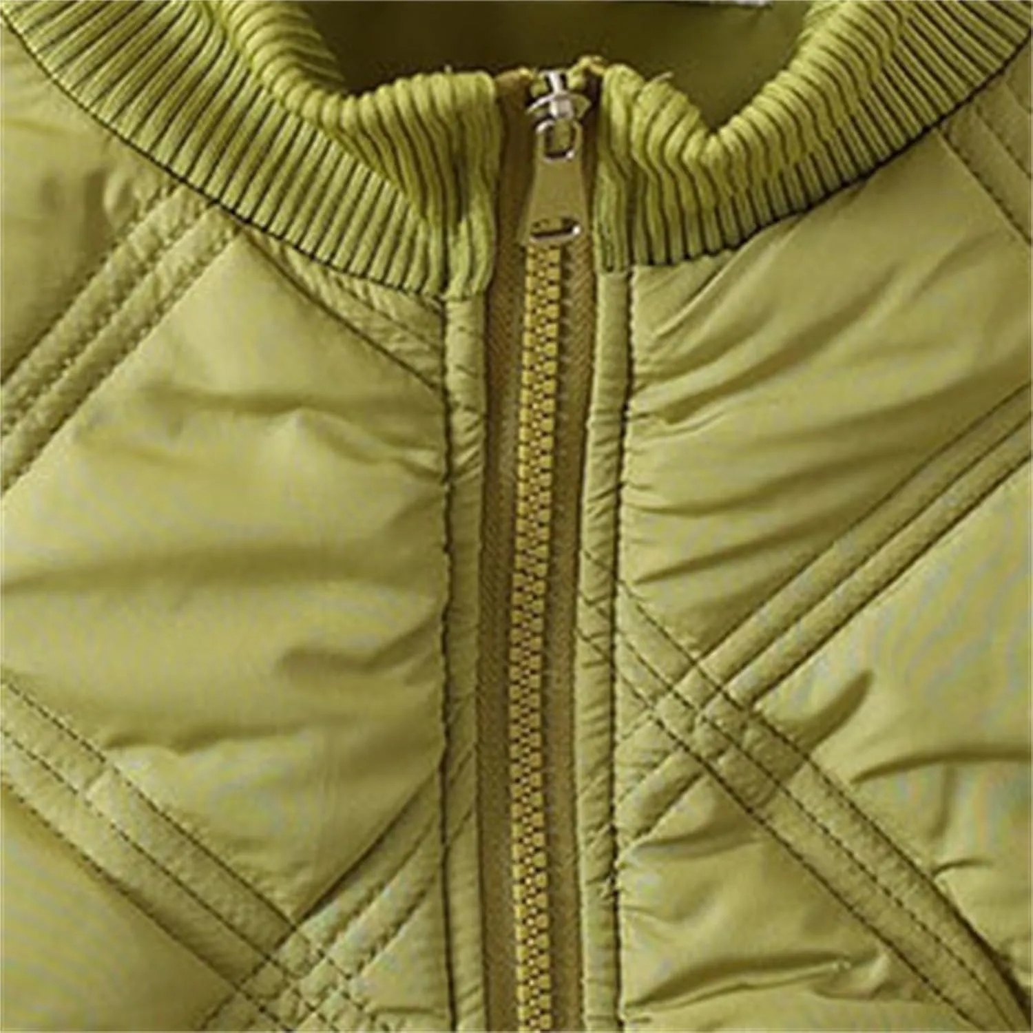 lcziwo Quilted Jackets for Women Lightweight down Puffer Jacket Diamond Plaid Ribbed Collar Warm Winter Coat Outerwear