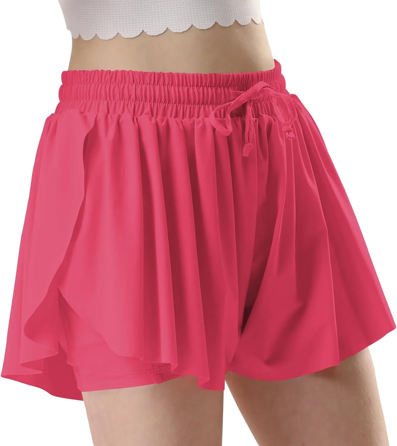 LETAOTAO Girls Athletic Shorts Kids Gym Running Biker Shorts for Teen with Liner 2-in-1 Running,Active