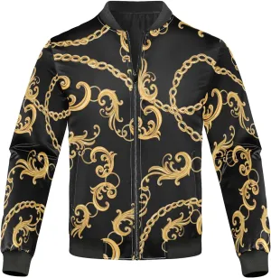 linqin Baroque Chian Men's Lightweight Rain Jacket Waterproof Windbreaker Jacket Stylish Shell Jacket for Casual Work Sports