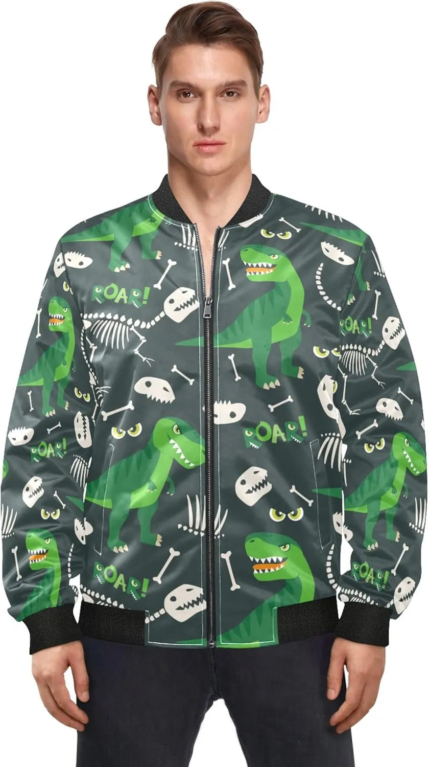 linqin Dino Bones Roar Lightweight Waterproof Rain Jacket Men Windbreaker Jacket Zipper Jacket Men Outwear