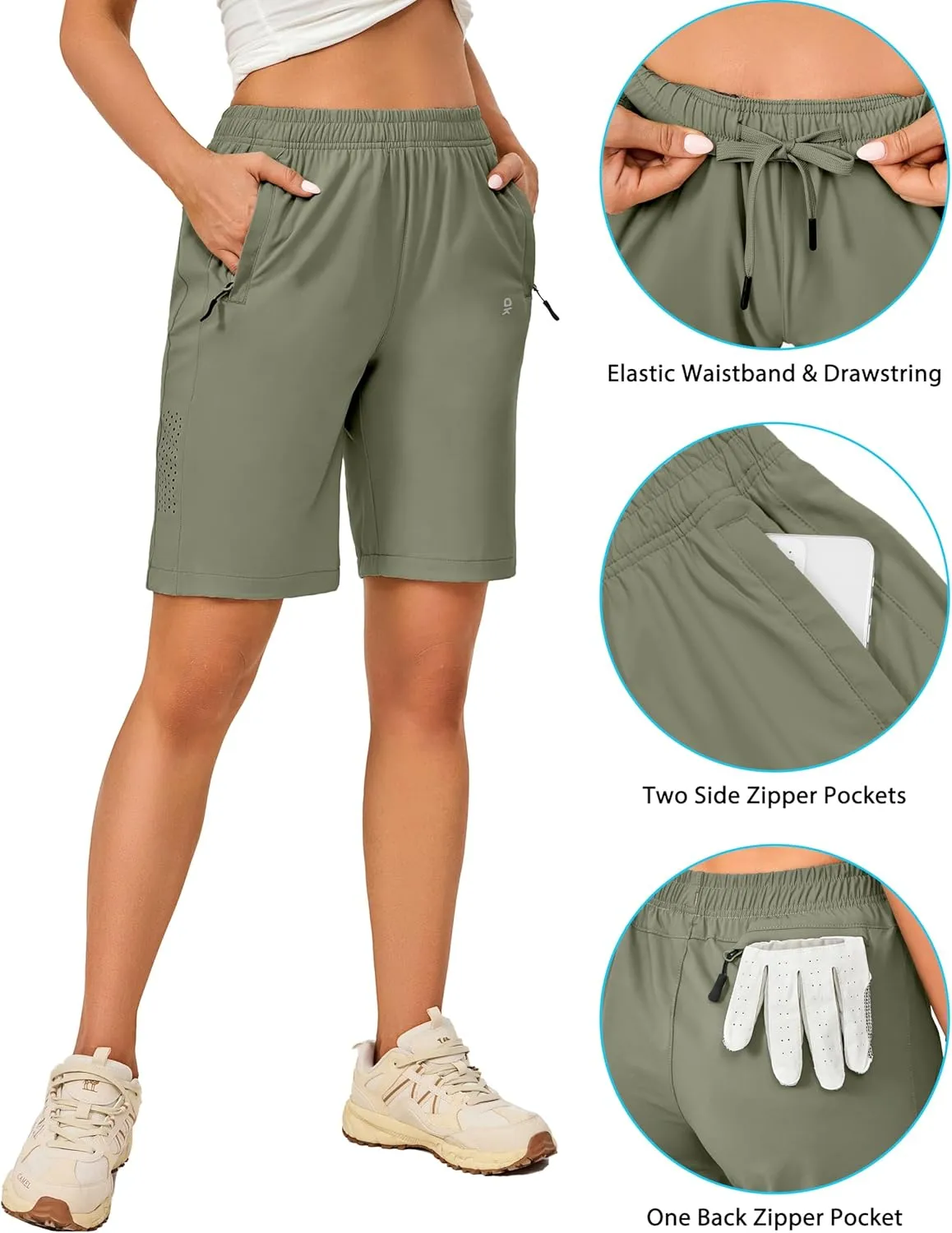 Little Donkey Andy Women's Stretch Hiking Shorts Quick Dry Lightweight Athletic Shorts for Running Golf