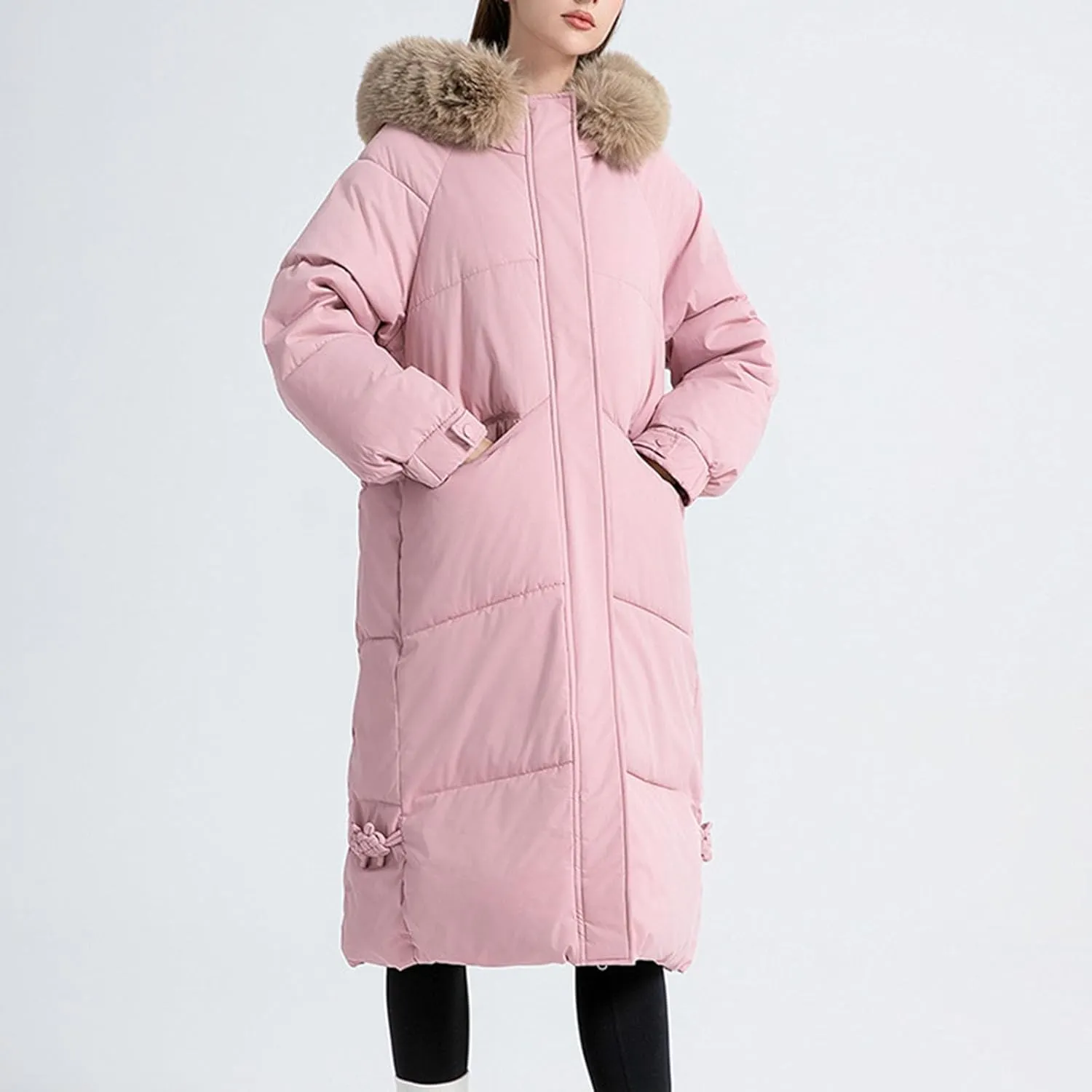 Long Winter Coats for Women Warm Thick Puffer Jacket Heavyweight Quilted Parkas Insulated Down Coat with Fur Hood
