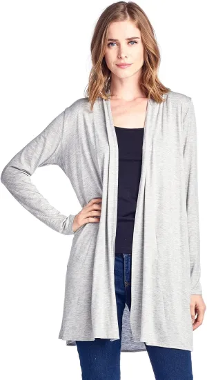Longline Long Sleeve Open Cardigan (S-3X) - Made in USA