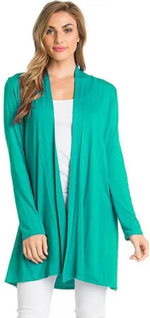 Longline Long Sleeve Open Cardigan (S-3X) - Made in USA
