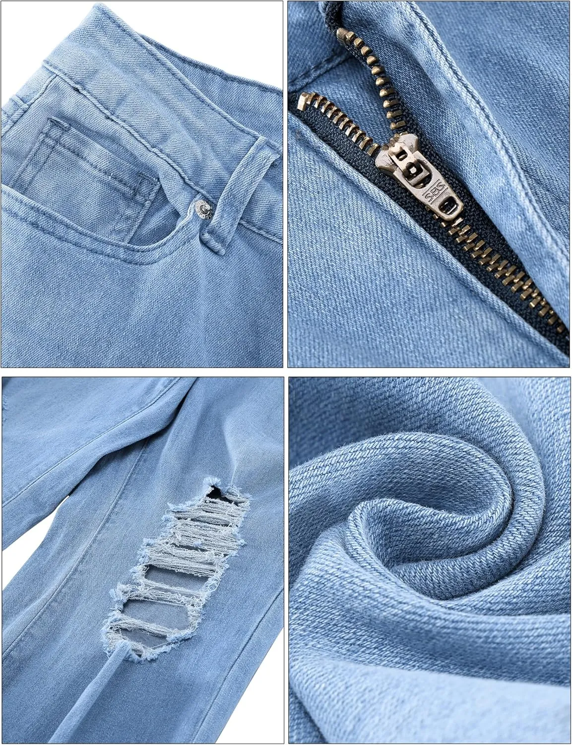 luvamia Wide Leg Jeans for Women Trendy High Waisted Flare Ripped Cropped Jeans Stretchy Distressed Denim Pants Raw Hem