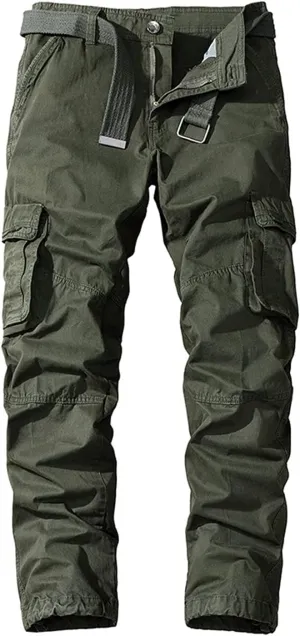 Maiyifu-GJ Men's Multi Pockets Hiking Pants Cargo Pants Casual Cotton Athletic Jogger Trousers Straight Leg Sweatpants