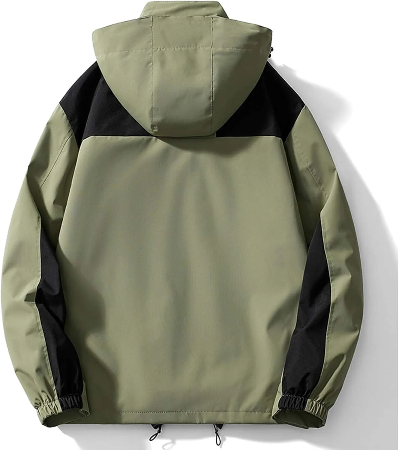 Men 3-in-1 Rain Jacket Hooded Rain Coat Waterproof Windbreaker with Pockets Raincoat for Hiking Skiing Outdoor Sports