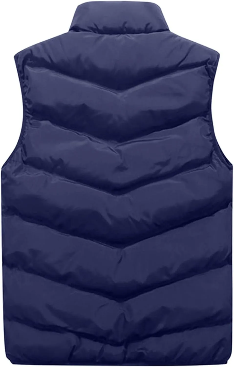 Men Puffer Vest Autumn and Winter Fashion Casual Solid Color Zipper Collar Sleeveless Cotton Padded Vest Jacket Pockets