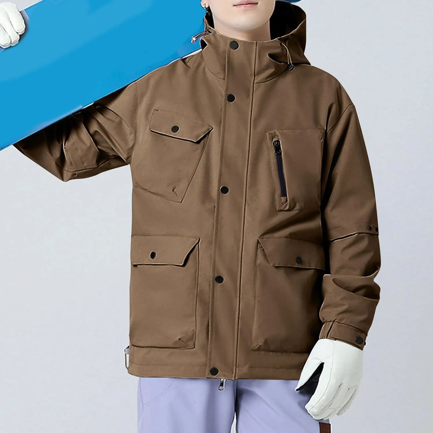 Men Women Oversized Rain Jackets Waterproof Windbreaker 2024 Unisex Hooded Raincoat for Outdoor Hiking Mountaineering