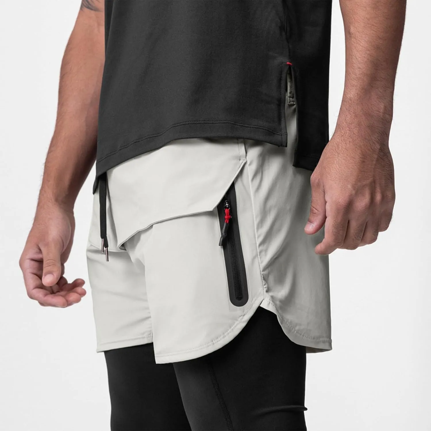 Men's 3 Inch Inseam Running Shorts with Zipper Polyester Sports Athletic Straight Leg Running Fitness Shorts