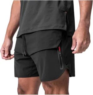 Men's 3 Inch Inseam Running Shorts with Zipper Polyester Sports Athletic Straight Leg Running Fitness Shorts