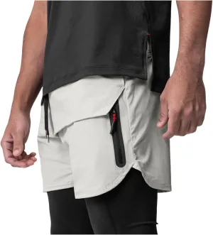 Men's 3 Inch Inseam Running Shorts with Zipper Polyester Sports Athletic Straight Leg Running Fitness Shorts