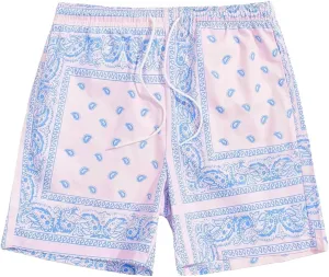 Men's Boho Paisley Print Drawstring Waist Summer Beach Hawaiian Tribal Cool Graphic Shorts for Men