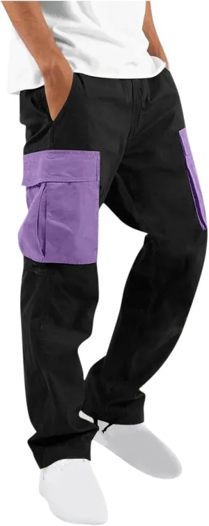 Mens Cargo Pants Casual Baggy Work Hiking Pants Relaxed Fit Summer Outdoor Workout Joggers with Multi Pockets