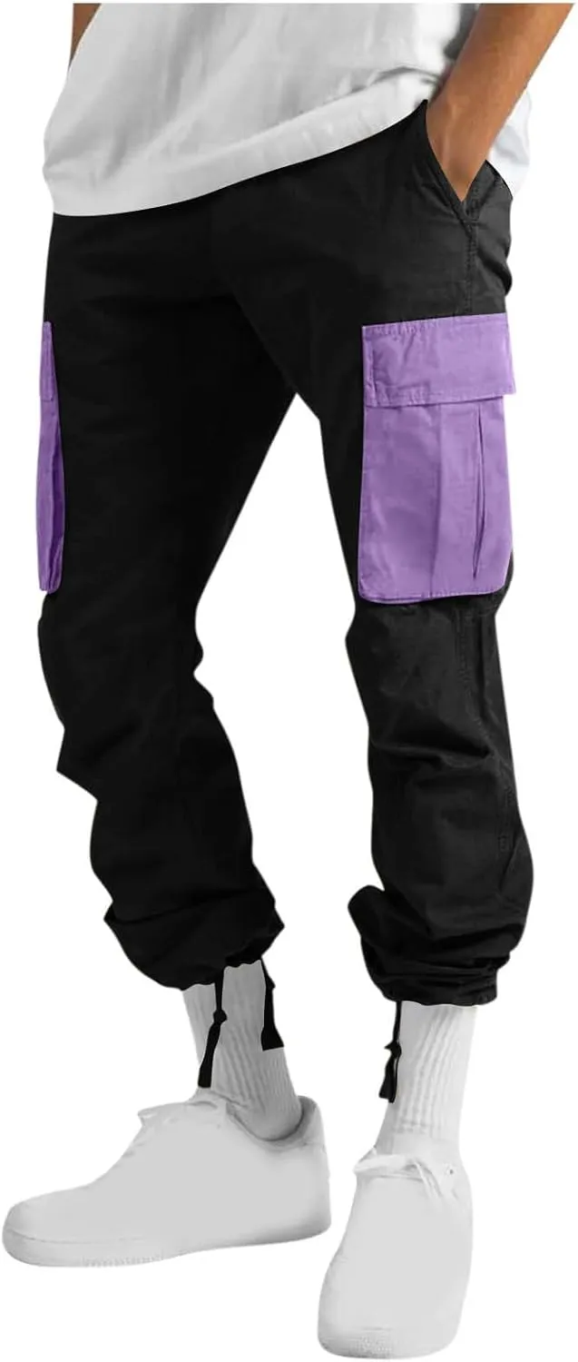 Mens Cargo Pants Casual Baggy Work Hiking Pants Relaxed Fit Summer Outdoor Workout Joggers with Multi Pockets