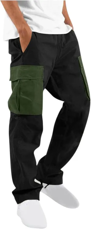 Mens Cargo Pants Casual Baggy Work Hiking Pants Relaxed Fit Summer Outdoor Workout Joggers with Multi Pockets
