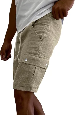 Mens Cargo Shorts Casual Classic-Fit Shorts Cotton Drawstring Summer Beach Stretch Golf Shorts