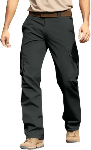 Mens Cargo Work Pants Relaxed Fit Stretch Outdoor Hiking Pants Waterproof Ripstop Camo Tactical Pants Multi Pockets