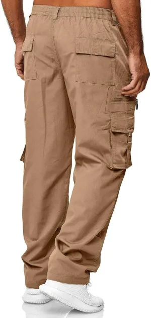 Mens Casual Cargo Pants Lightweight Elastic Waist Drawstring Trousers Outdoor Running Joggers Sweatpants