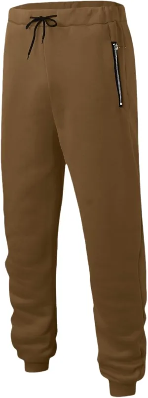 Men's Casual Joggers Sweatpants, Baggy Elastic Waist Drawstring Trousers Workout Long Sweat Pants with Zipper Pockets
