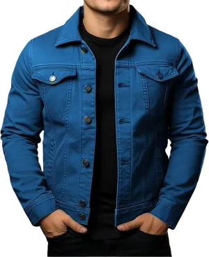 Mens Classic Denim Jacket Slim Fit Casual Fashion Jean Coat Distressed Jean Jackets Cargo Trucker Jacket for Men
