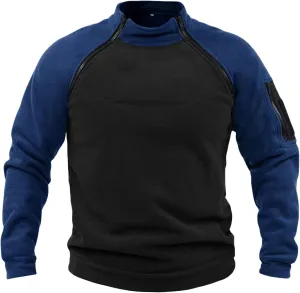Mens Combat Tactical Shirts Casual Military Fleece Mockneck Side Zipper Warm Outdoor Work Pullover Big-Tall Tops