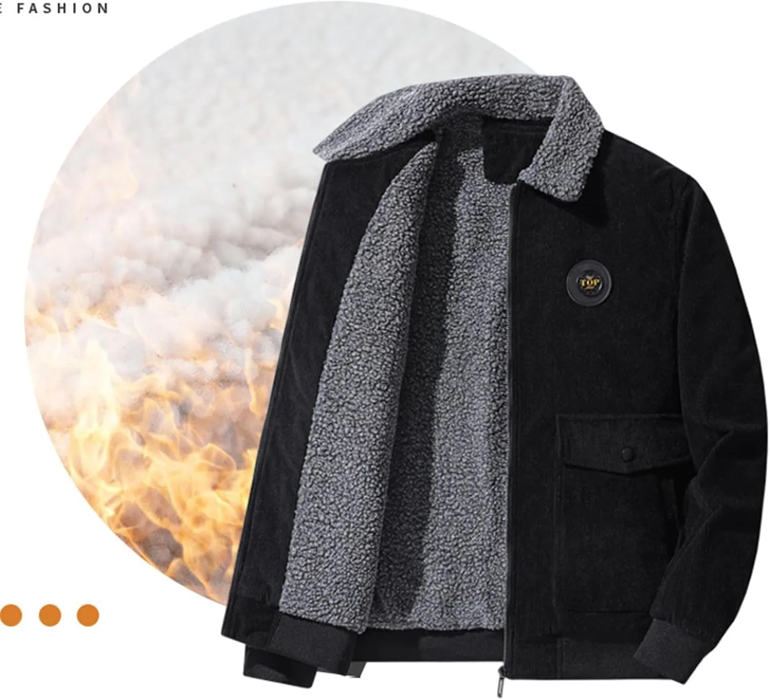 Men's Corduroy Jacket Casual Sherpa Fleece Lined Trucker Jackets Corduroy Bomber Jacket Coat for Men