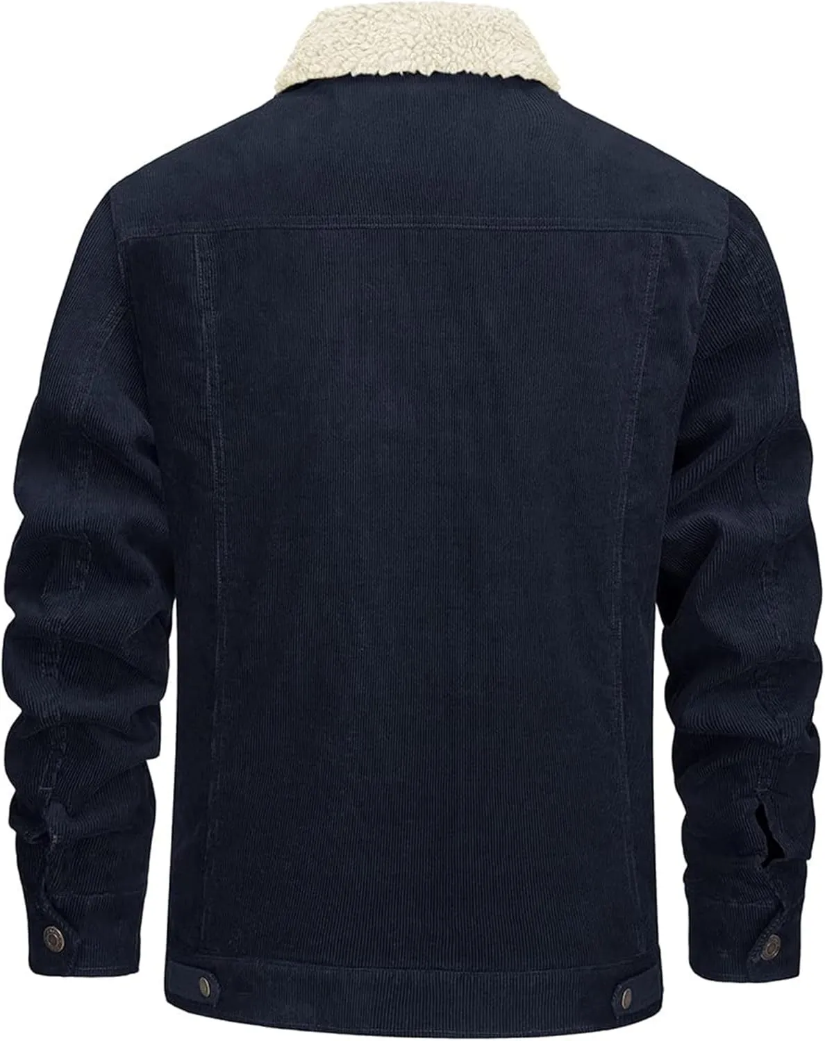 Men's Corduroy Sherpa Lined Trucker Jacket Winter Fleece Warm Coats Work Button Down Fur Collar Shirt Jacket for Men