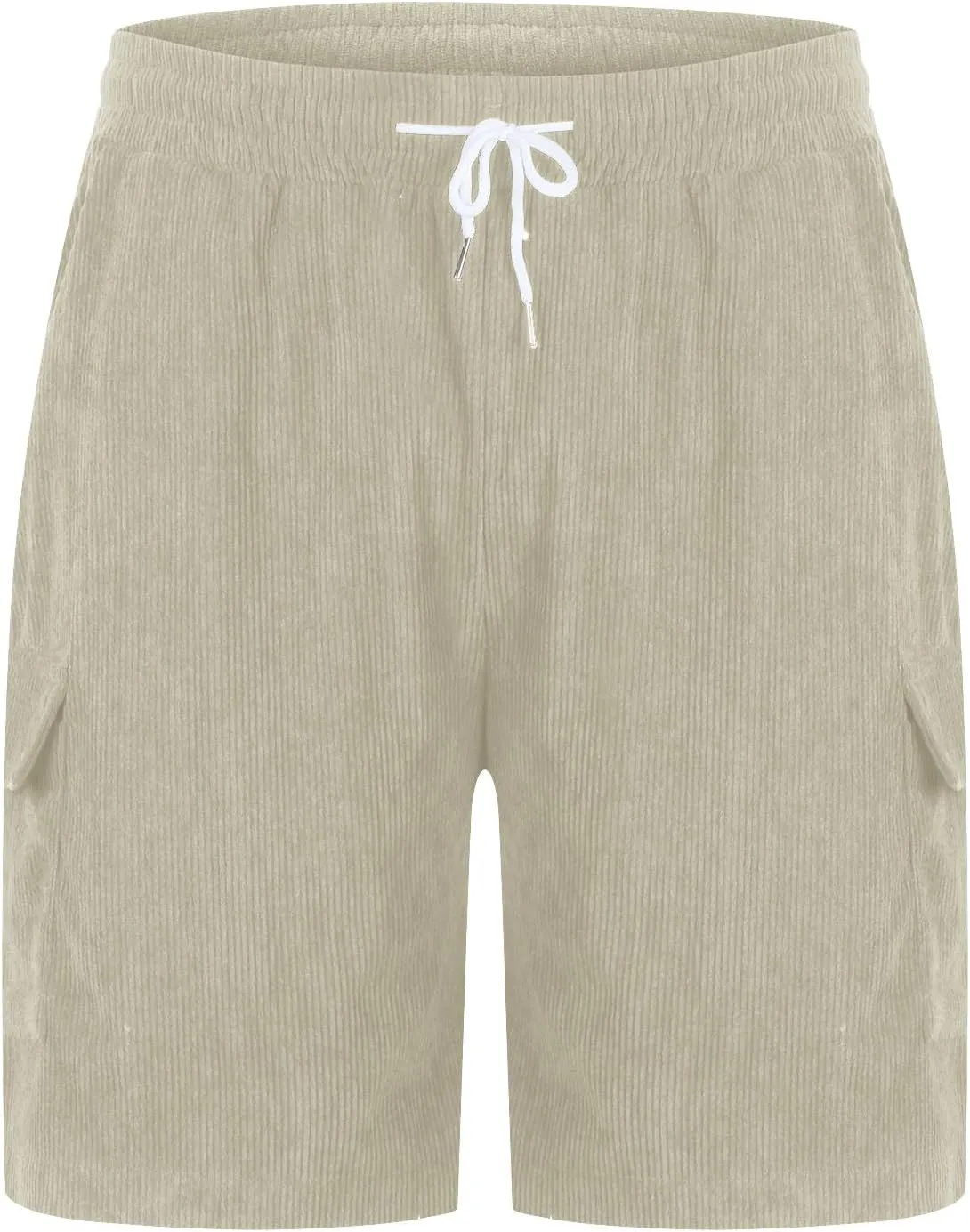 Men's Corduroy Shorts Casual Active Track Shorts Workout Outdoor Fashion Drawstring Lounge Shorts with Pockets
