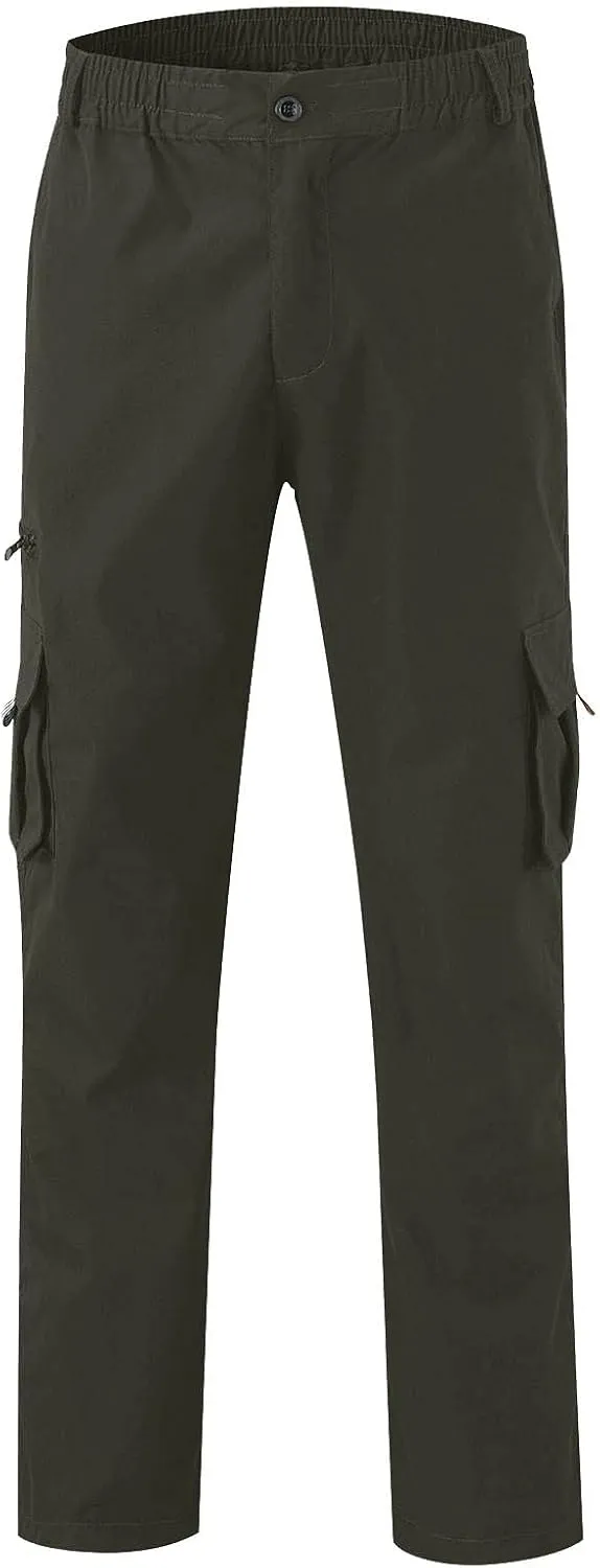 Men's Cotton Blend Cargo Pants Hiking Joggers with Multi Pockets Relaxed Fit Outdoor Trousers Sweatpants for Men