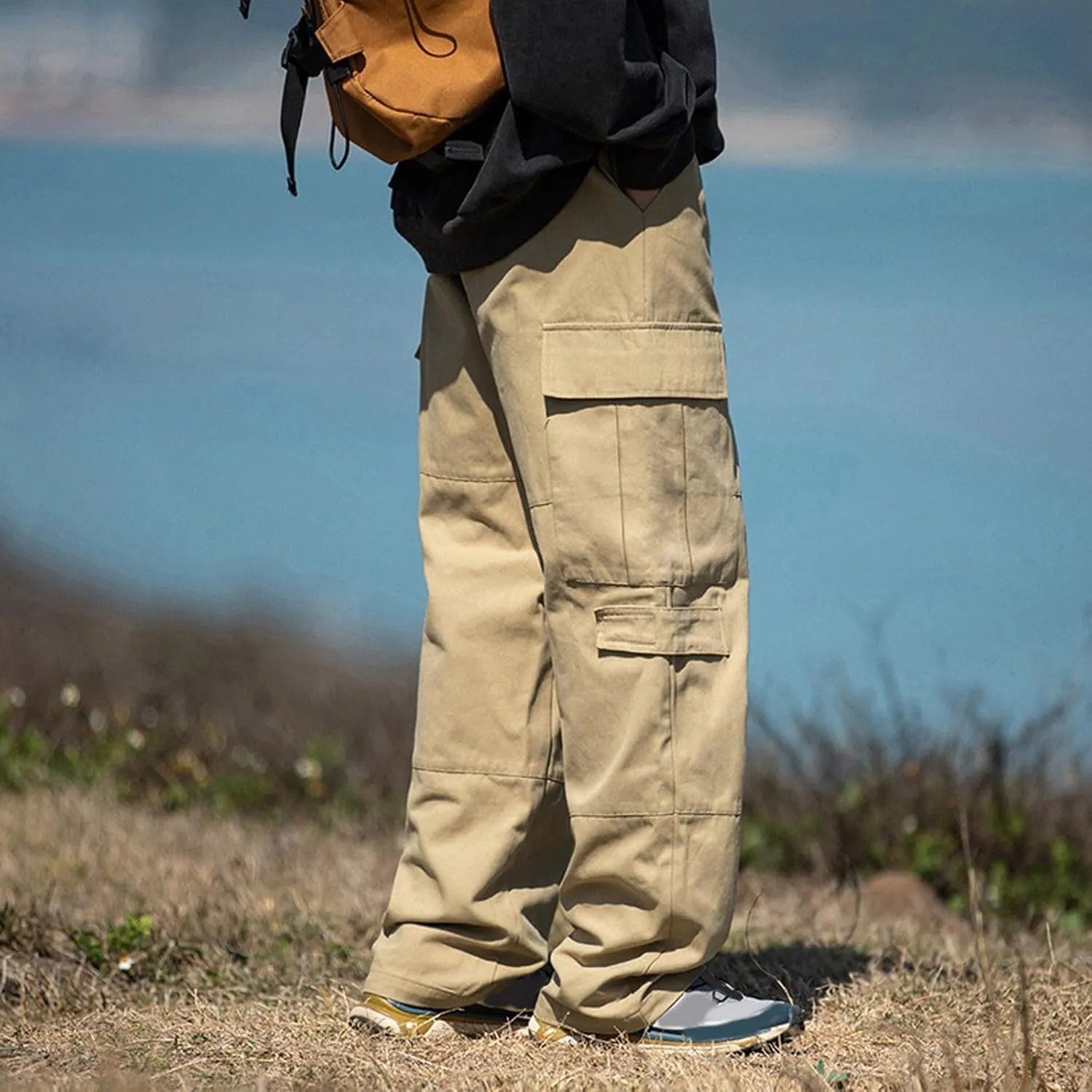 Men's Cotton Cargo Pants Multi-Pocket Trousers for Trekking Elastic Men's Pants Men's Twill Relaxed Fit Cargo Pant