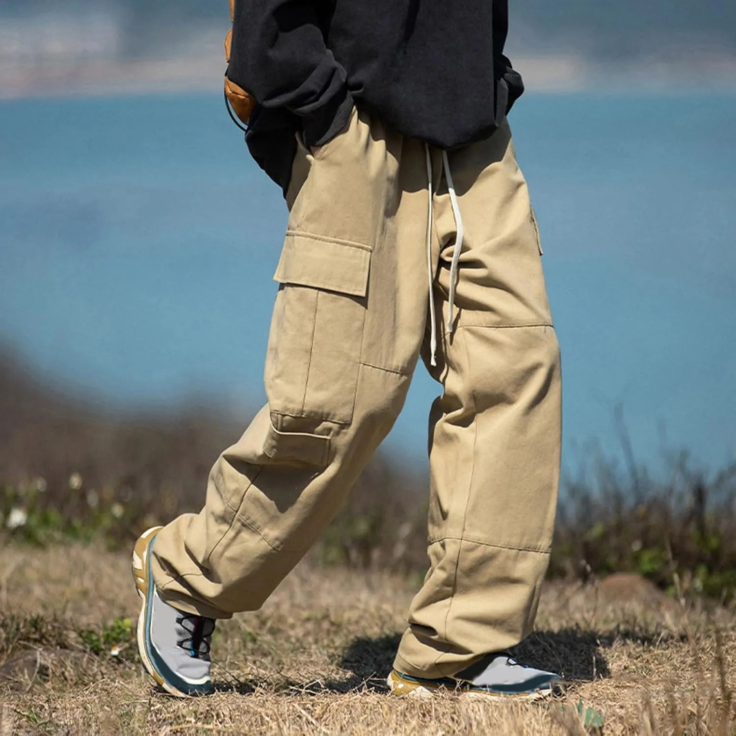 Men's Cotton Cargo Pants Multi-Pocket Trousers for Trekking Elastic Men's Pants Men's Twill Relaxed Fit Cargo Pant
