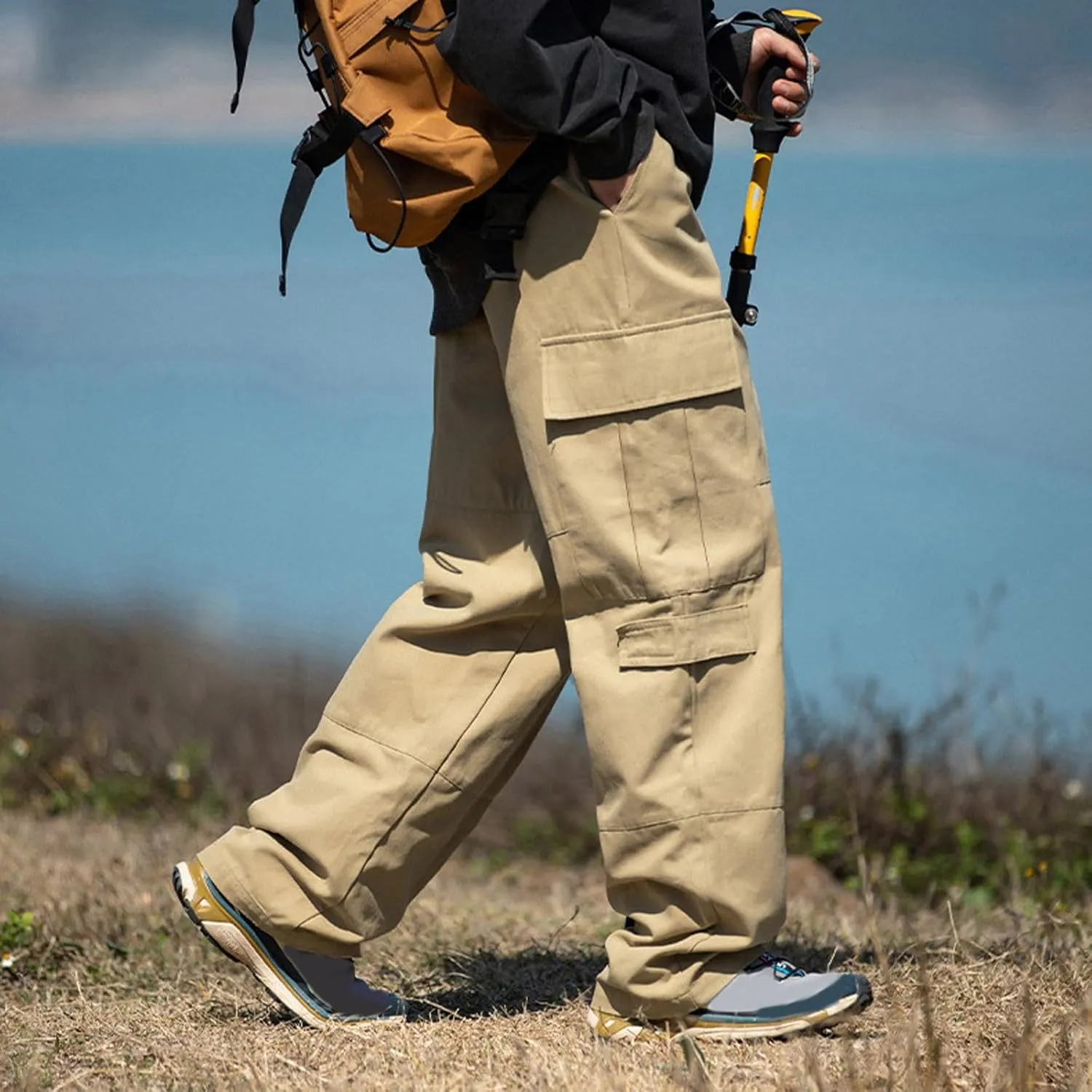 Men's Cotton Cargo Pants Multi-Pocket Trousers for Trekking Elastic Men's Pants Men's Twill Relaxed Fit Cargo Pant