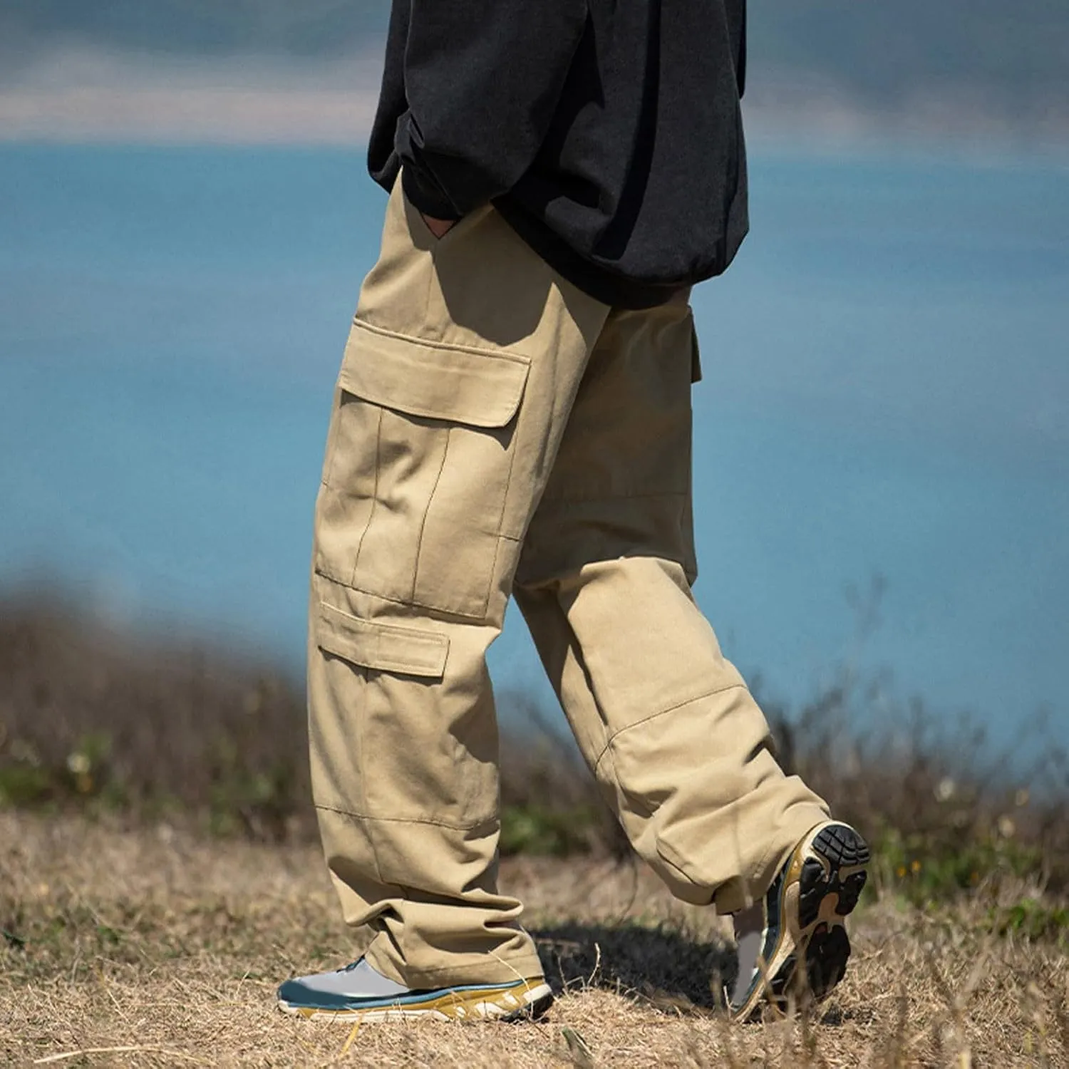 Men's Cotton Cargo Pants Multi-Pocket Trousers for Trekking Elastic Men's Pants Men's Twill Relaxed Fit Cargo Pant