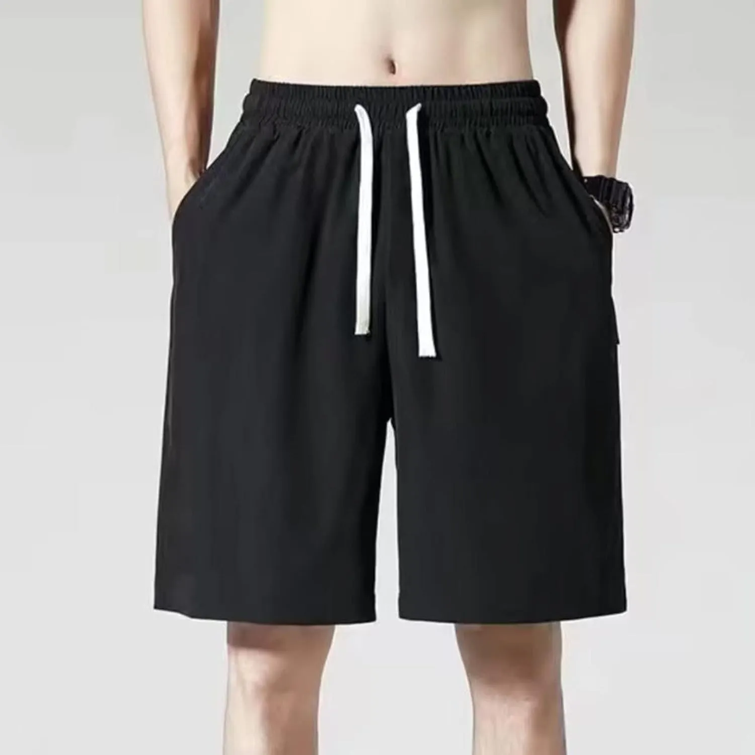 Men's Cotton Shorts Loose Fit Casual Elastic Waist Drawstring Lightweight Workout Lounge Beach Jersey Sweat Shorts