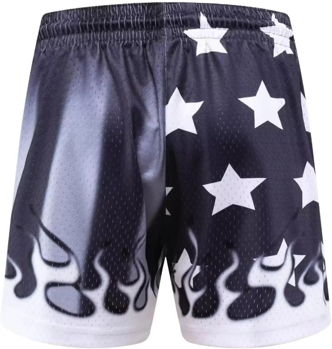 Men's Flame Star Basketball Shorts Breathable Mesh Retro Streetwear Gym Shorts