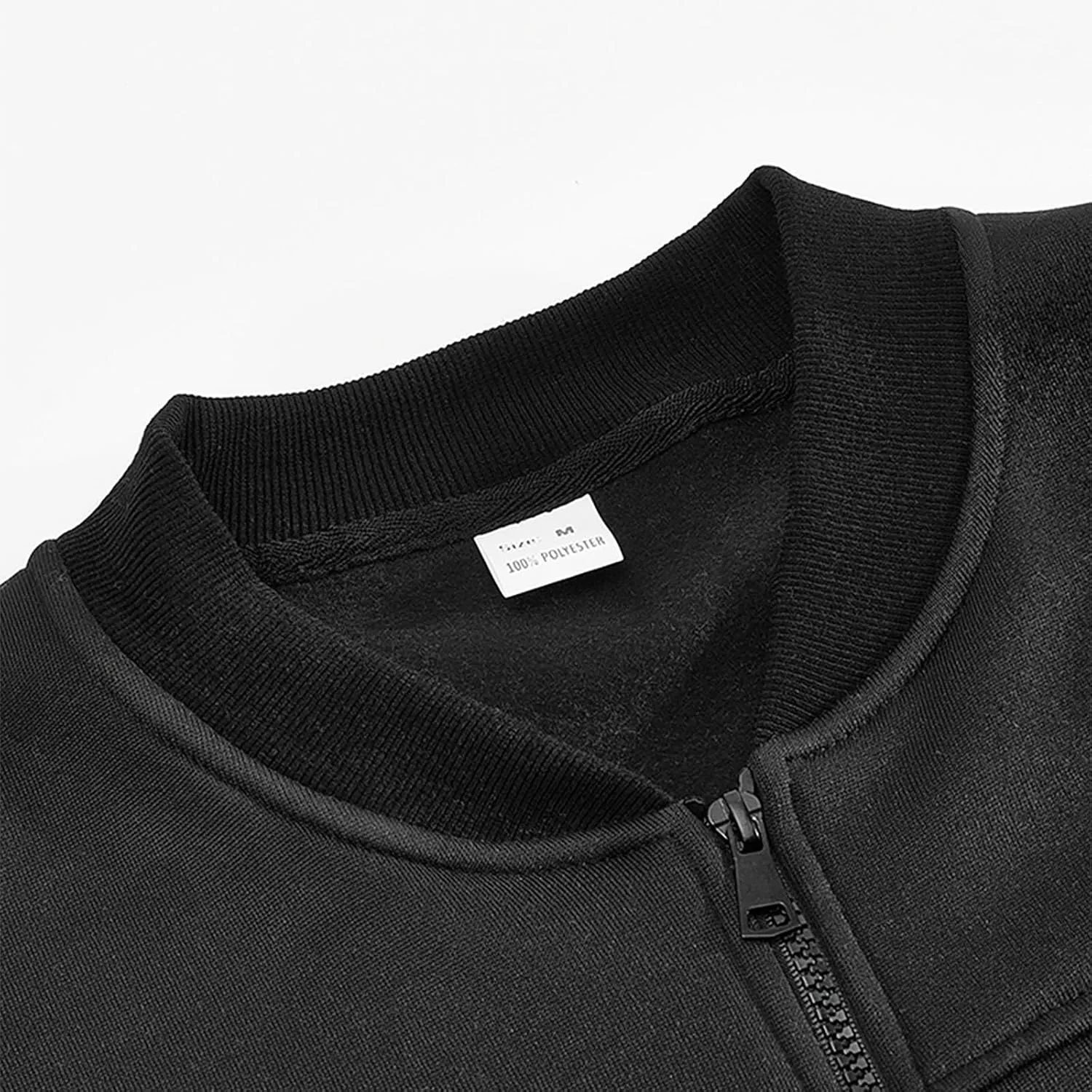 Mens Fleece Lined Jackets Fashion Stand Collar Full Zip Bomber Jacket Workout Athletic Jacket with Pockets