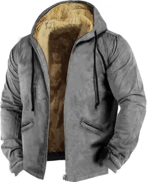 Mens Fleece Lined Trucker Jacket Military Sherpa Coats Winter Warm Hoodies Heavyweight Hoodie Jackets Coat for Men